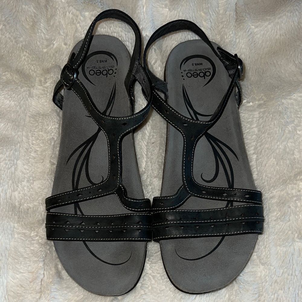 ABEO Bio Basha Black Strappy Sandals Women’s size 9.5
